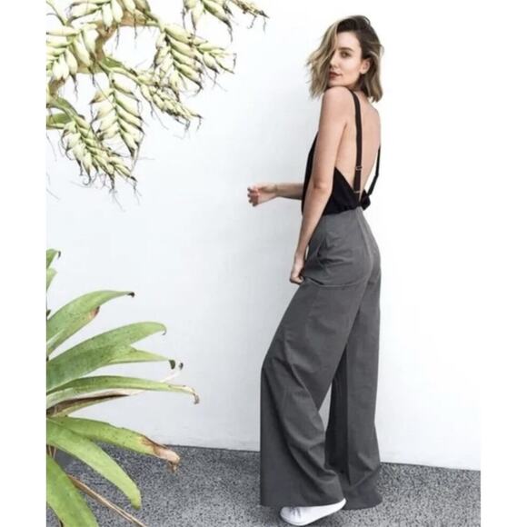Kit and Ace Stardust Overalls Black Gray Silk Wool Wide Leg Jumpsuit 8 - Picture 2 of 12